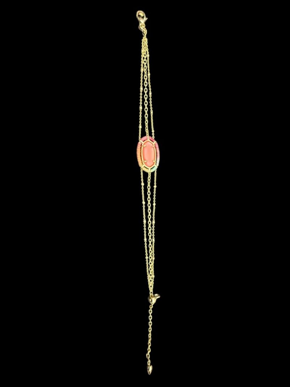 Kendra Scott Threaded Elaina Gold Multi-Strand Bracelet In Coral Illusion - Picture 3 of 6